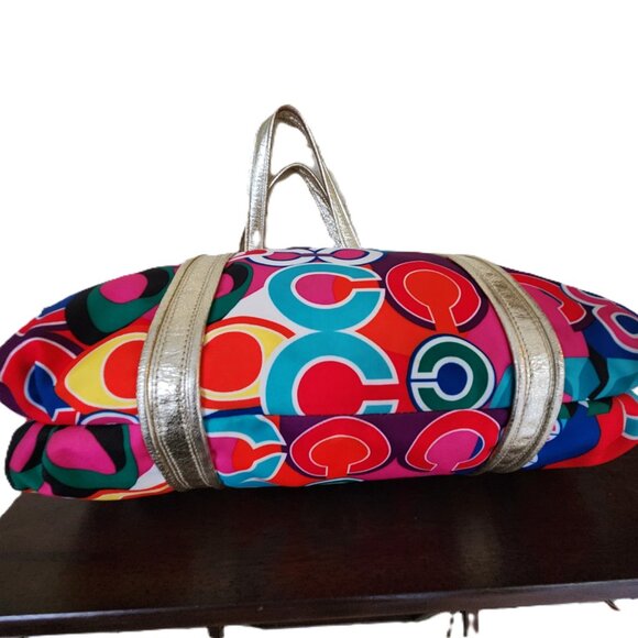 Euc Coach Poppy Graffitti Pop Art Signature Tote Bag w/Wallet - Picture 9 of 17